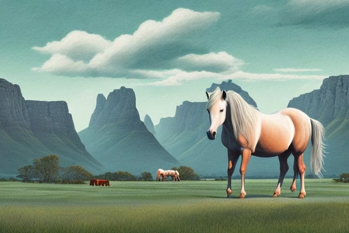 A fjord horse in a rural setting in ladysmith