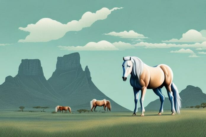 A fjord horse in a rural south african landscape