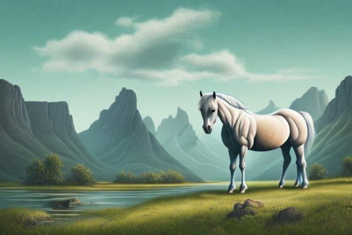 A fjord horse in a rural landscape in pinetown