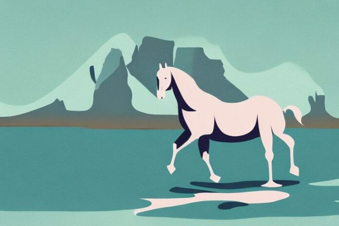 A fjord horse in its natural environment in the eastern cape