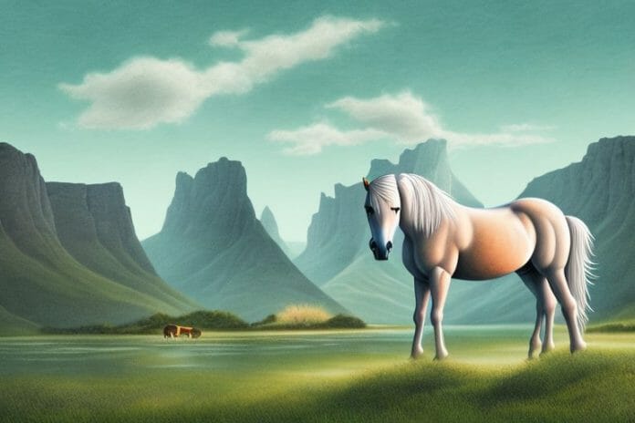 A fjord horse in a rural landscape in uitenhage