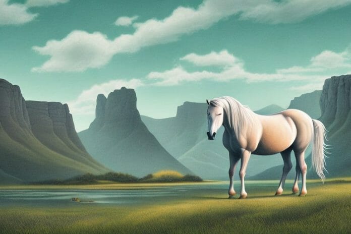 A fjord horse in a rural landscape in grahamstown