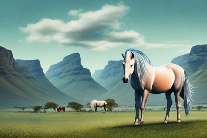 A fjord horse in a rural setting in south africa