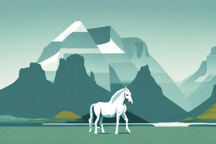 A fjord horse grazing in a south african landscape