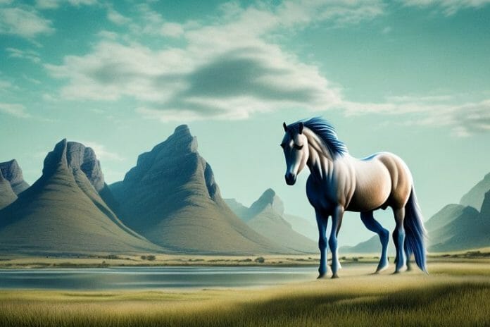 A majestic fjord horse in a rural landscape in the free state