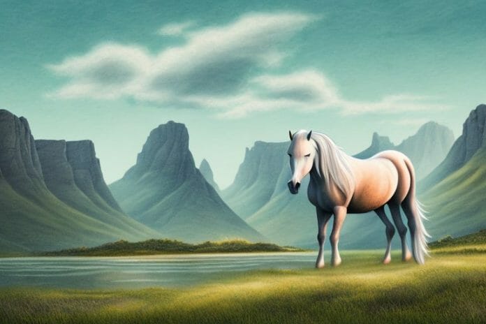 A fjord horse in a rural landscape in botshabelo