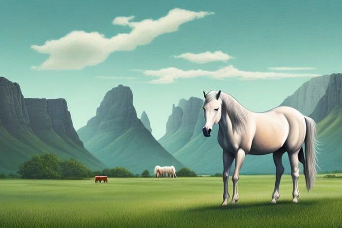A fjord horse in a rural setting in virginia