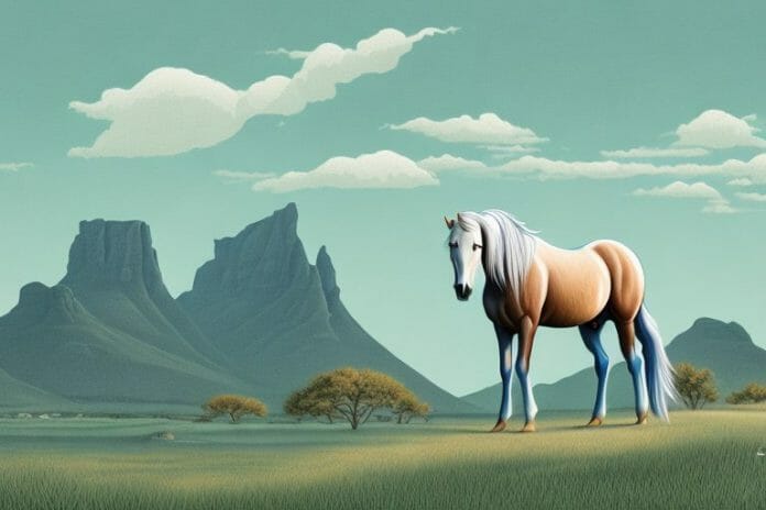 A fjord horse in a rural south african landscape
