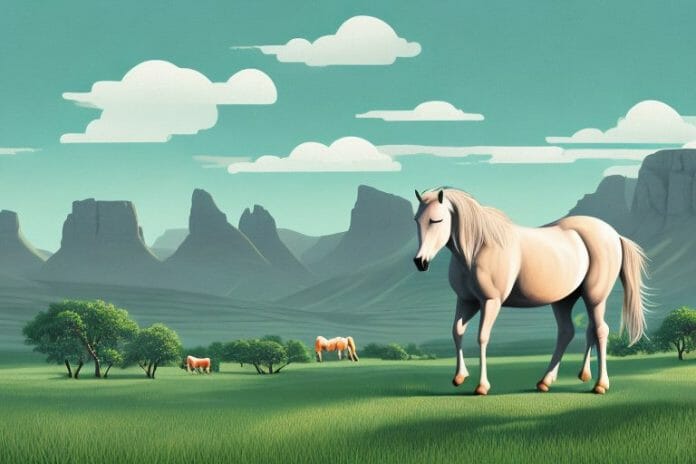 A fjord horse in a rural setting
