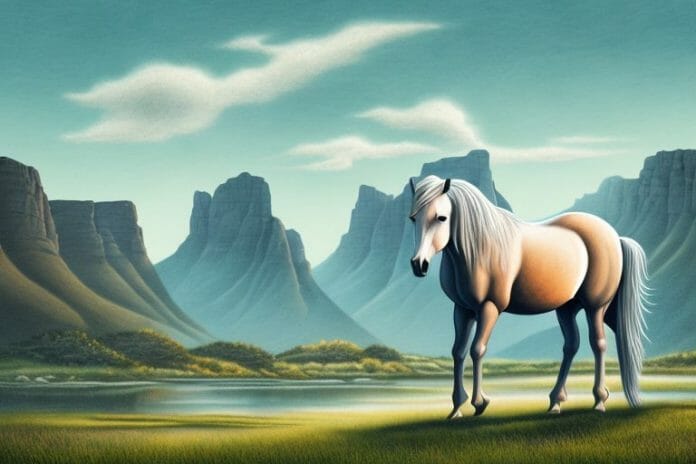 A fjord horse in a rural landscape in pretoria
