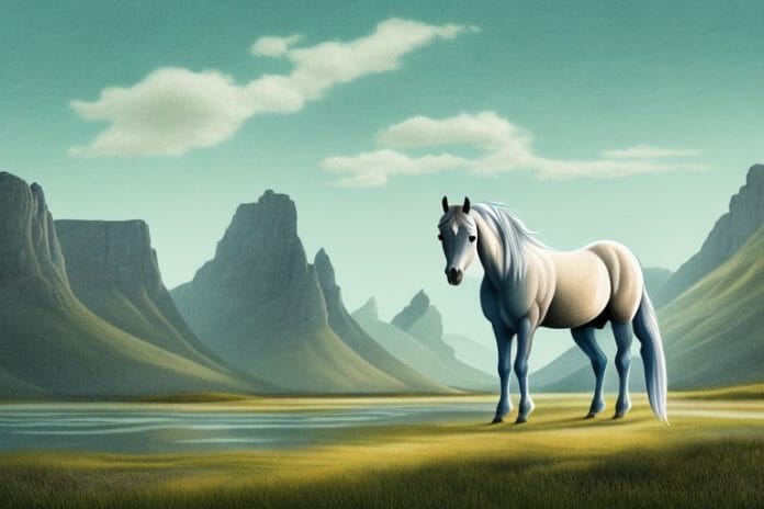 A fjord horse in a rural landscape in east rand