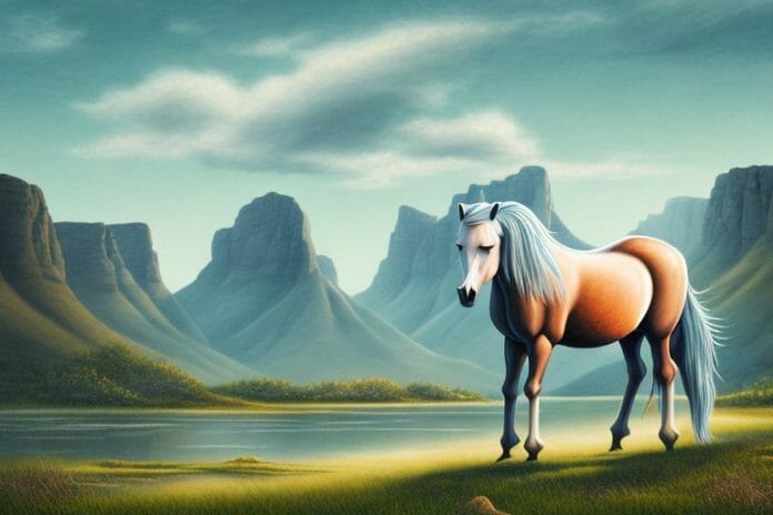 A fjord horse in a rural landscape in greater pretoria
