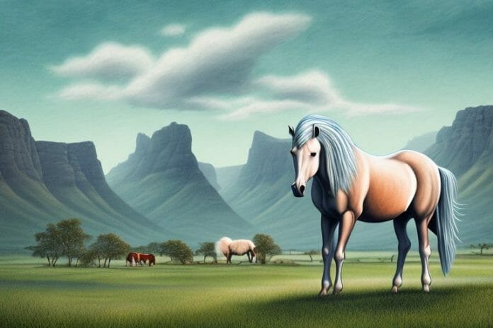 A fjord horse in a rural setting in krugersdorp