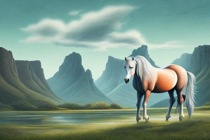 A fjord horse in a rural landscape in roodepoort