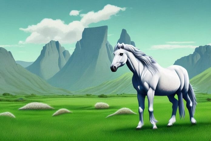 A fjord horse in a grassy landscape in germiston