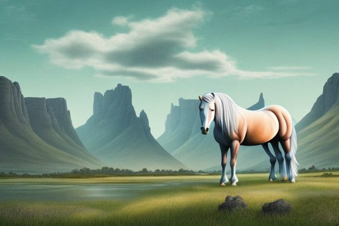 A fjord horse in a rural landscape in polokwane