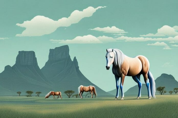 A fjord horse in a rural south african landscape