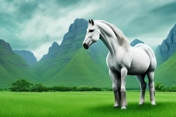 A majestic fjord horse standing in a lush green field in bela-bela