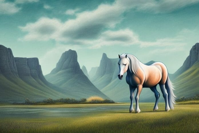 A fjord horse in a rural landscape in hazyview