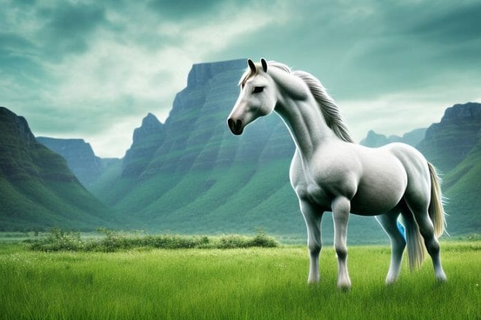 A majestic fjord horse standing in a lush meadow in lydenburg