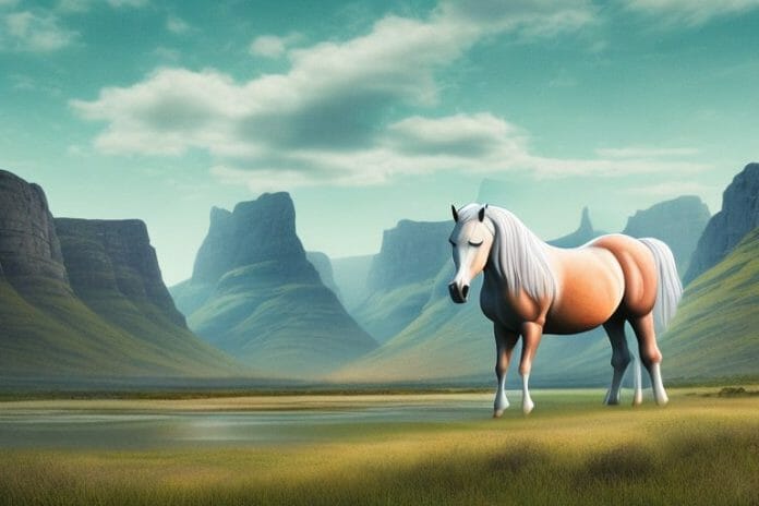 A fjord horse in a rural landscape in kimberley