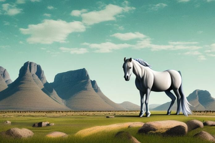 A fjord horse in a rural landscape in upington