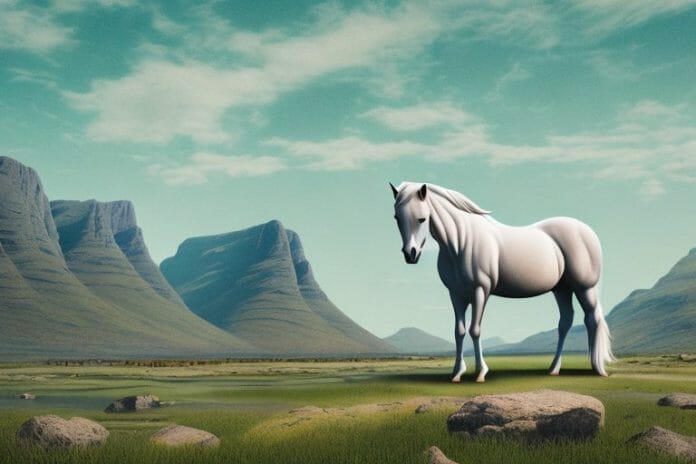 A fjord horse in a rural landscape in kuruman