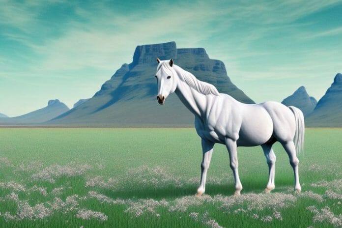A fjord horse in a field in de aar