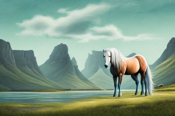 A fjord horse in a rural landscape in hartswater