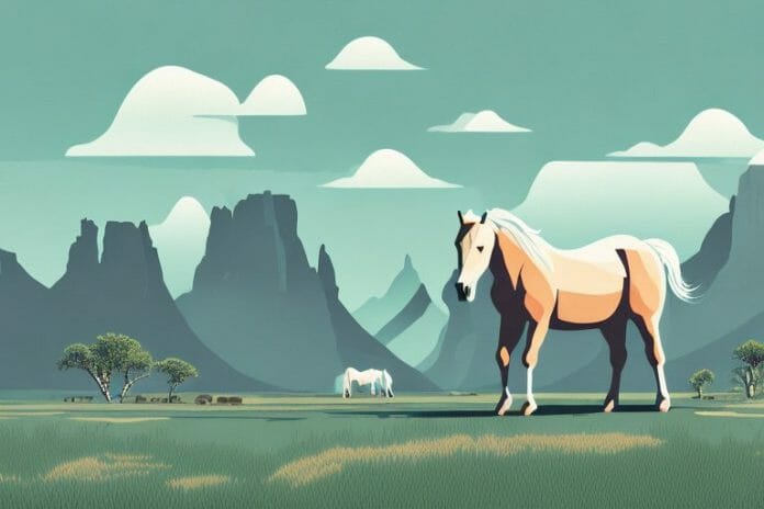 A fjord horse in a rural landscape of north west