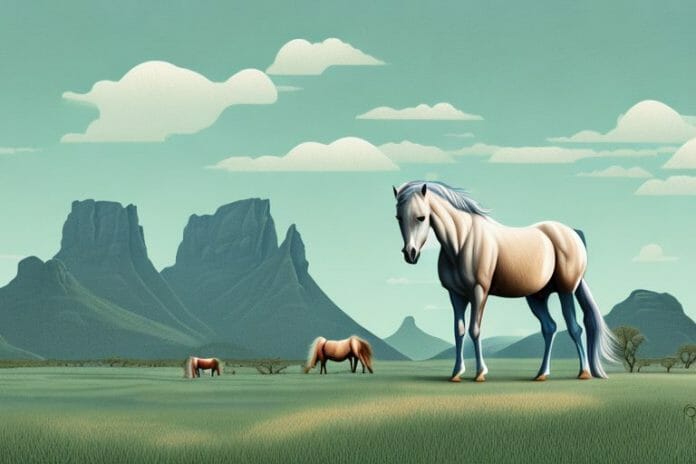 A fjord horse in a rural south african landscape