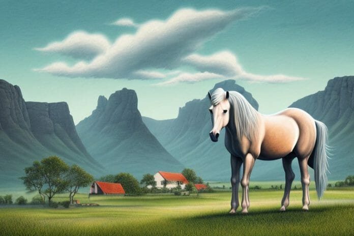 A fjord horse in a rural setting in hartbeespoort