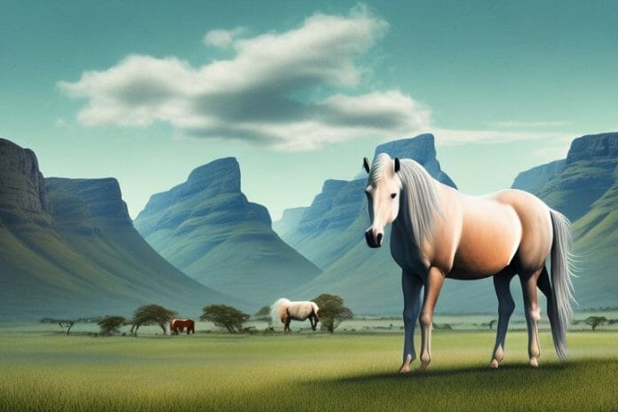 A fjord horse in a rural setting in south africa