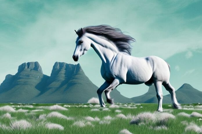 A majestic fjord horse in a field in mossel bay