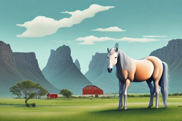 A fjord horse in a rural setting in oudtshoorn