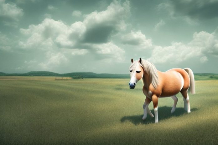 A haflinger horse in a rural landscape
