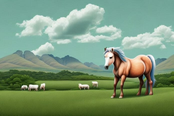 A connemara pony in a rural landscape in empangeni