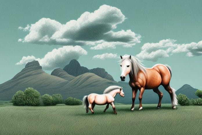 A connemara pony in a rural south african landscape