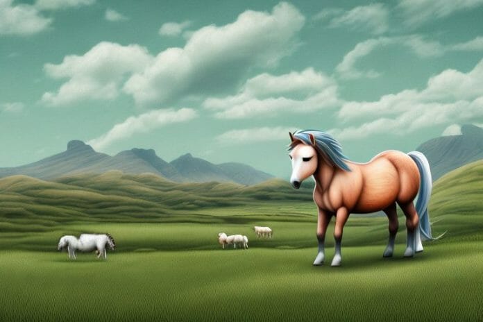A connemara pony in a rural landscape in uitenhage