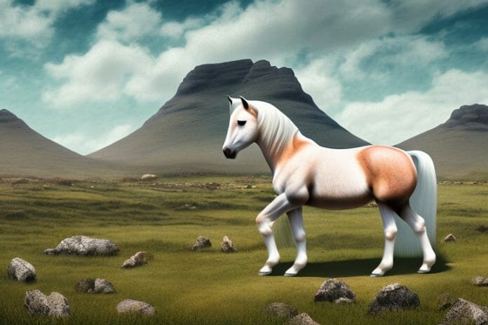 A connemara pony horse in a rural landscape in graaff-reinet