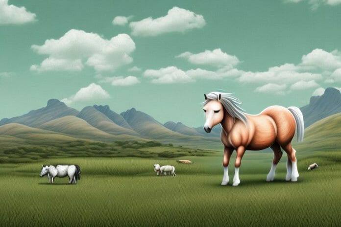 A connemara pony in a rural landscape in butterworth
