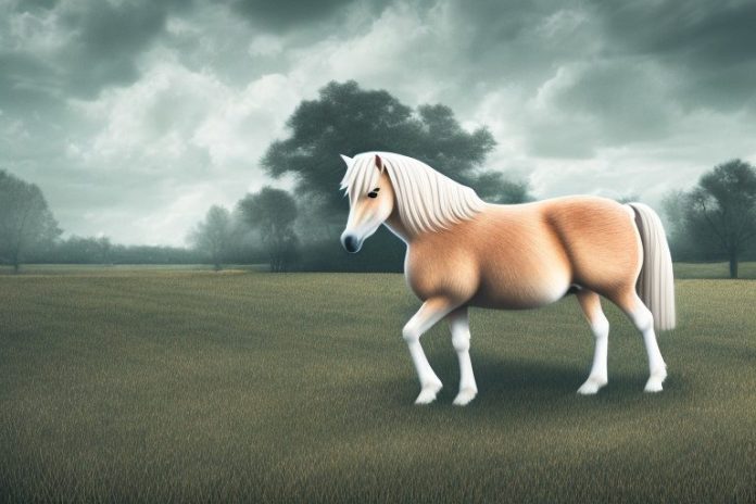 A haflinger horse in a rural landscape