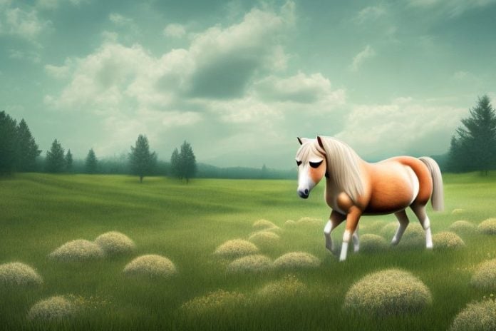 A haflinger horse in a rural setting