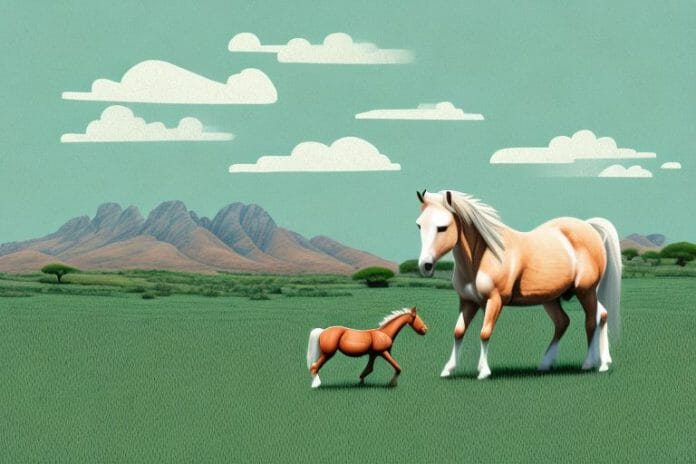 A connemara pony in a rural south african landscape