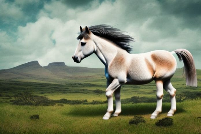 A connemara pony horse in a rural landscape in mpumalanga