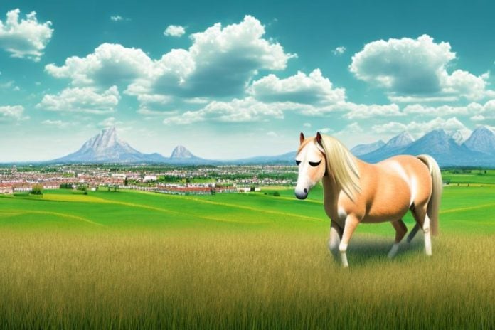 A haflinger horse in a field