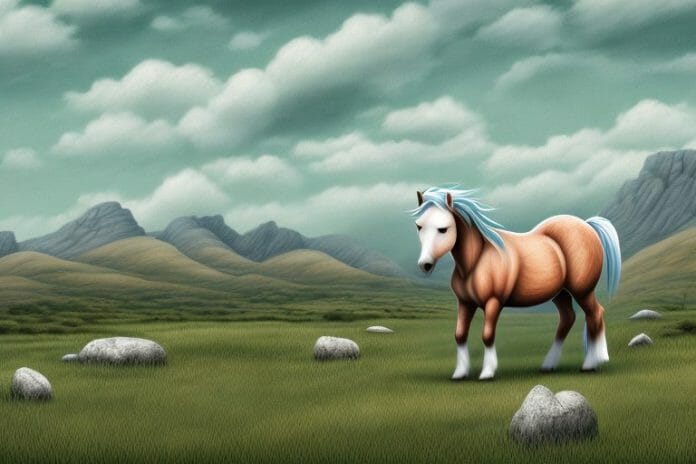 A connemara pony in a rural landscape in hazyview