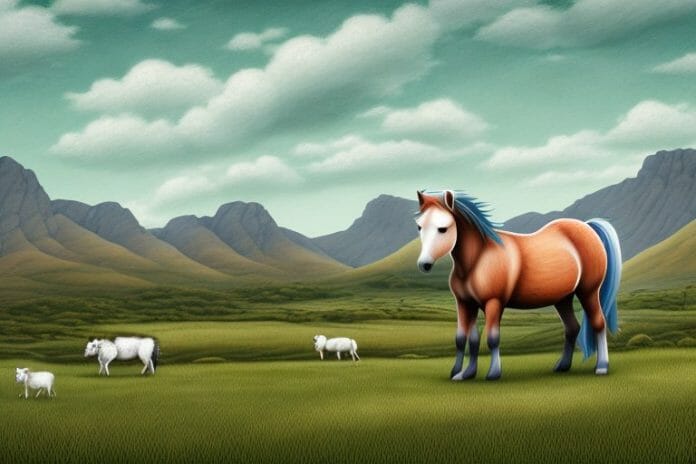 A connemara pony in a rural landscape in hartswater