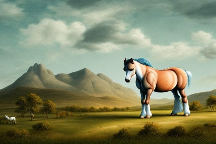 A connemara pony horse in a rural landscape in warrenton