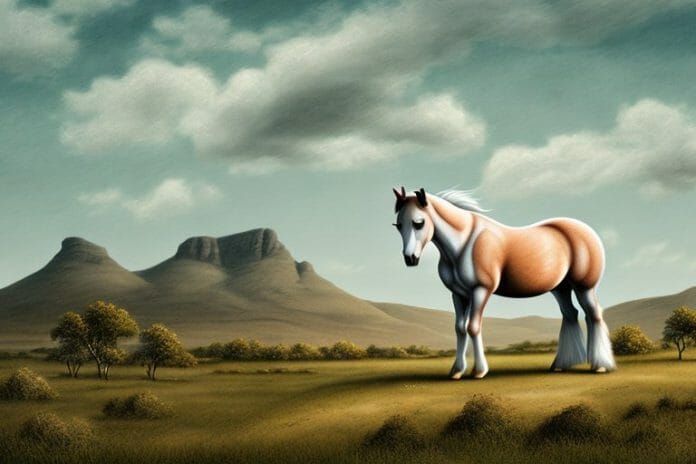 A connemara pony horse in a rural landscape in calvinia
